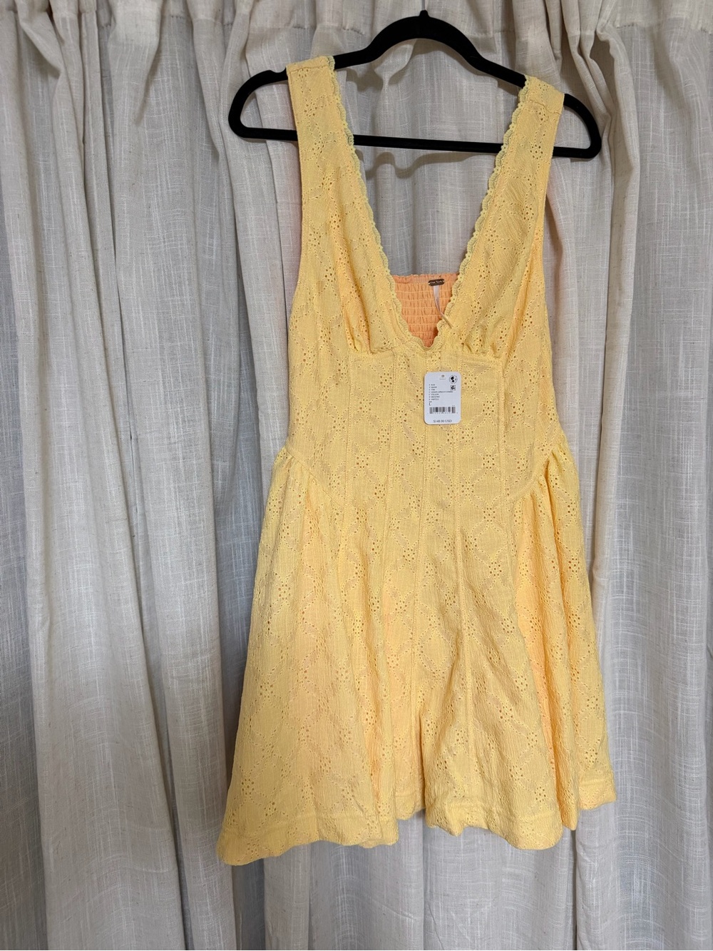 Free People Lemon Apricot Eyelet Lace minidress